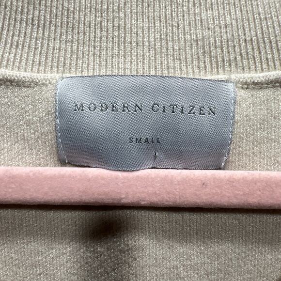 Modern Citizen Off Shoulder V Neck Sweater Knit Midi Dress Beige Sz S NWOT $169 - Picture 9 of 14